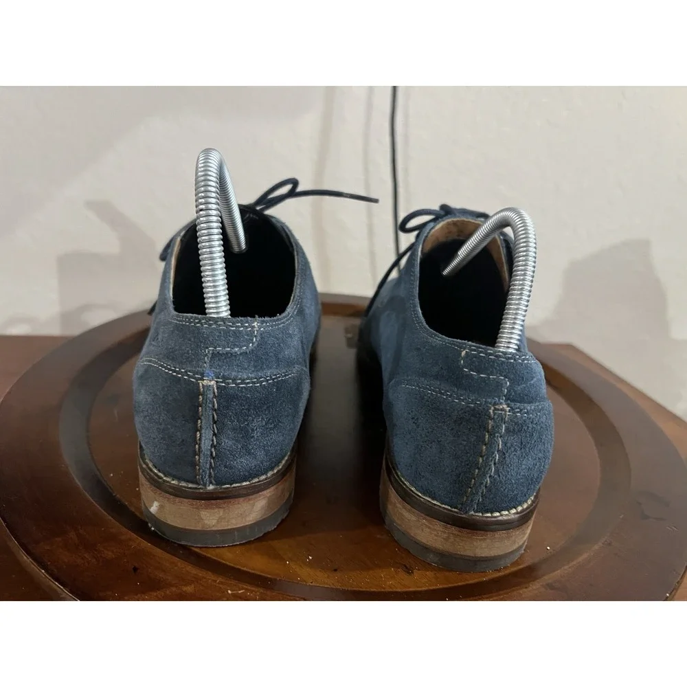 Clarks 1825 Shoes Mens 10 Exton Blue‎ Suede Cap Toe Lace Up Oxford Casual